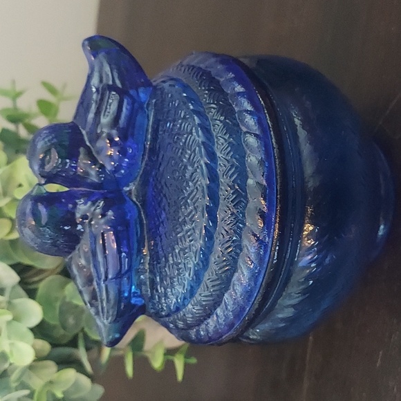 Source Unknown Other - ❤️Host Pick❤️ Vintage 1950s Cobalt Blue Kissing Love Birds Glass Candy Dish Bowl